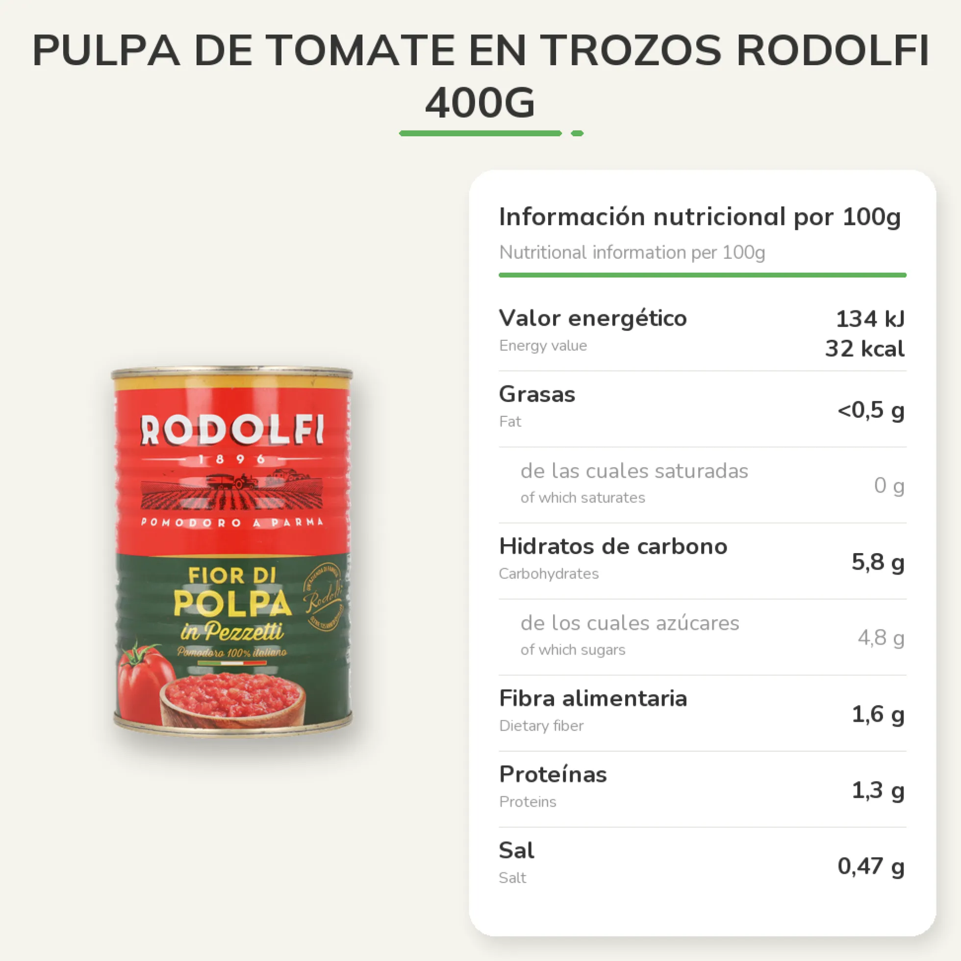 Pulpa de Tomate en Trozos Rodolfi 400g