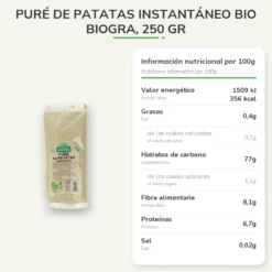 Puré de Patatas Instantáneo BIO Biogra, 250 gr