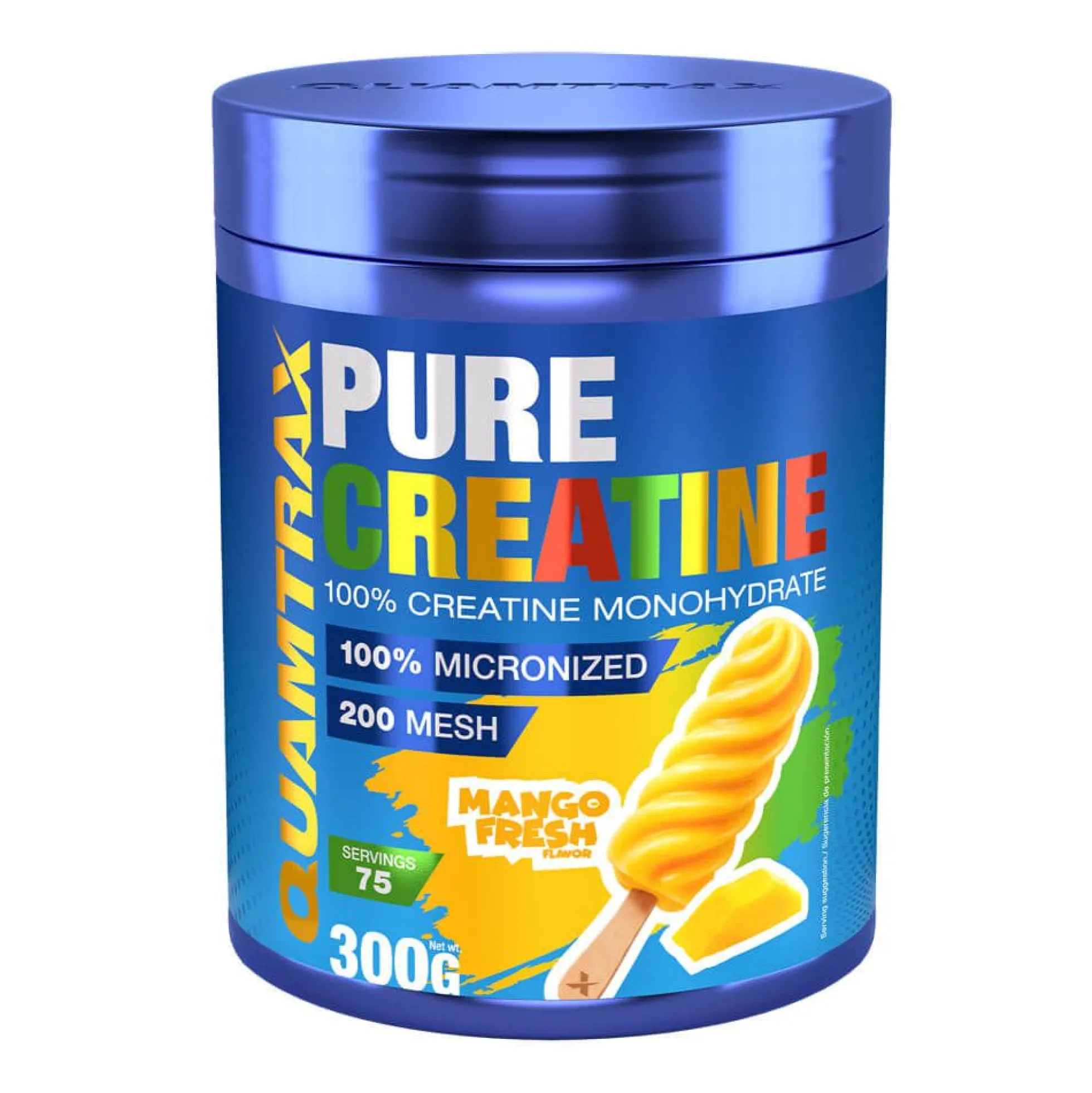 Pure Creatina 200 Mesh - 300g - Mango - Creatina Monohidrato - Quamtrax