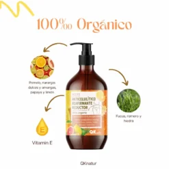 QKnatur - Aceite Anticelulítico Reafirmante Y Reductor 250ml. Con 9 Principios Activos De Origen Natural Para Masaje