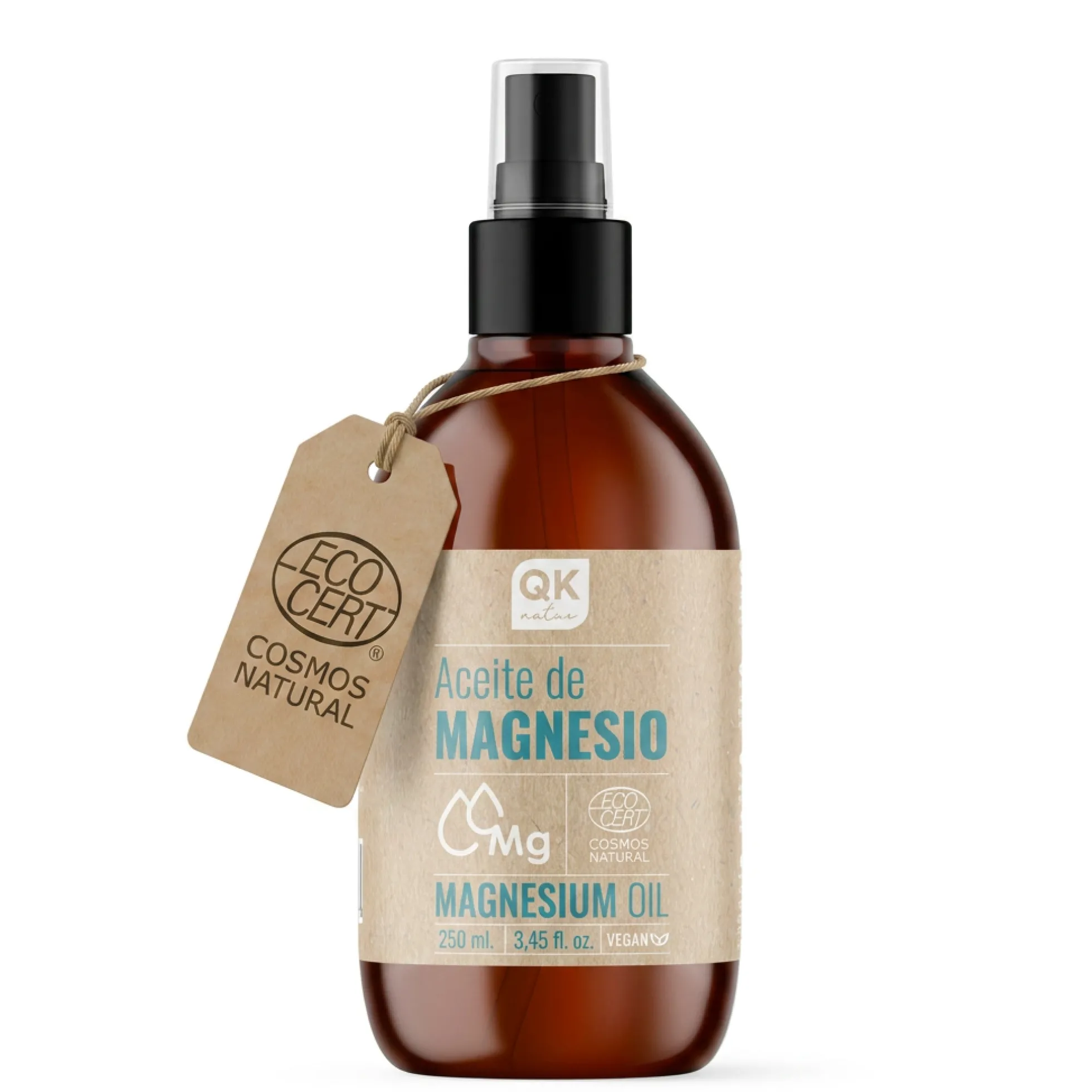 QKnatur - Aceite De Magnesio En Spray Bio 100% Puro (250 Ml) - Ideal Para Deportistas, Relajación Muscular