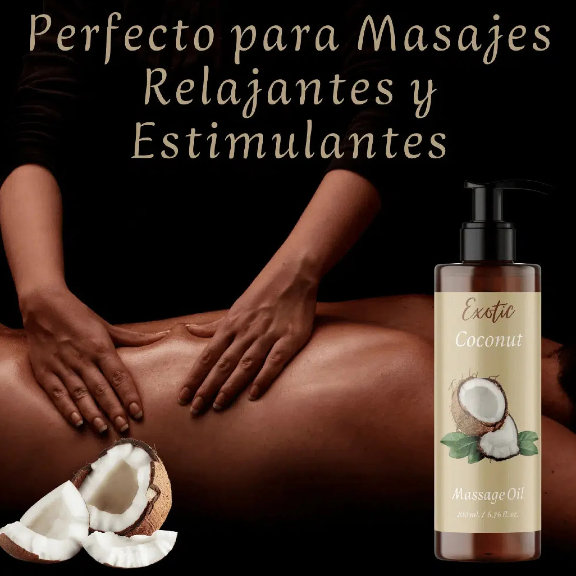 QKnatur - Aceite De Masaje De Coco - 200ml - Para Masajes Corporales Relajantes Y Revitalizantes - Hidratante