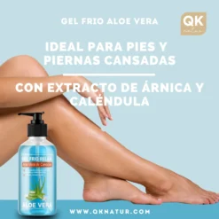 QKnatur - Gel Frio Aloe Vera De Canarias Bio - Extracto De Arnica Y Calendula. Alivia Las Piernas Cansadas 250 Ml