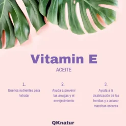 Qknatur - Vitamina E Aceite 250 Ml - Natural - Antioxidante Y Antiedad Para Cara, Piel, Cabello Y Uñas