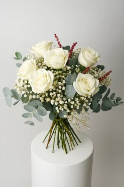 Ramo 3 Rosas Blancas Eternas - Flores Secas Y Preservadas