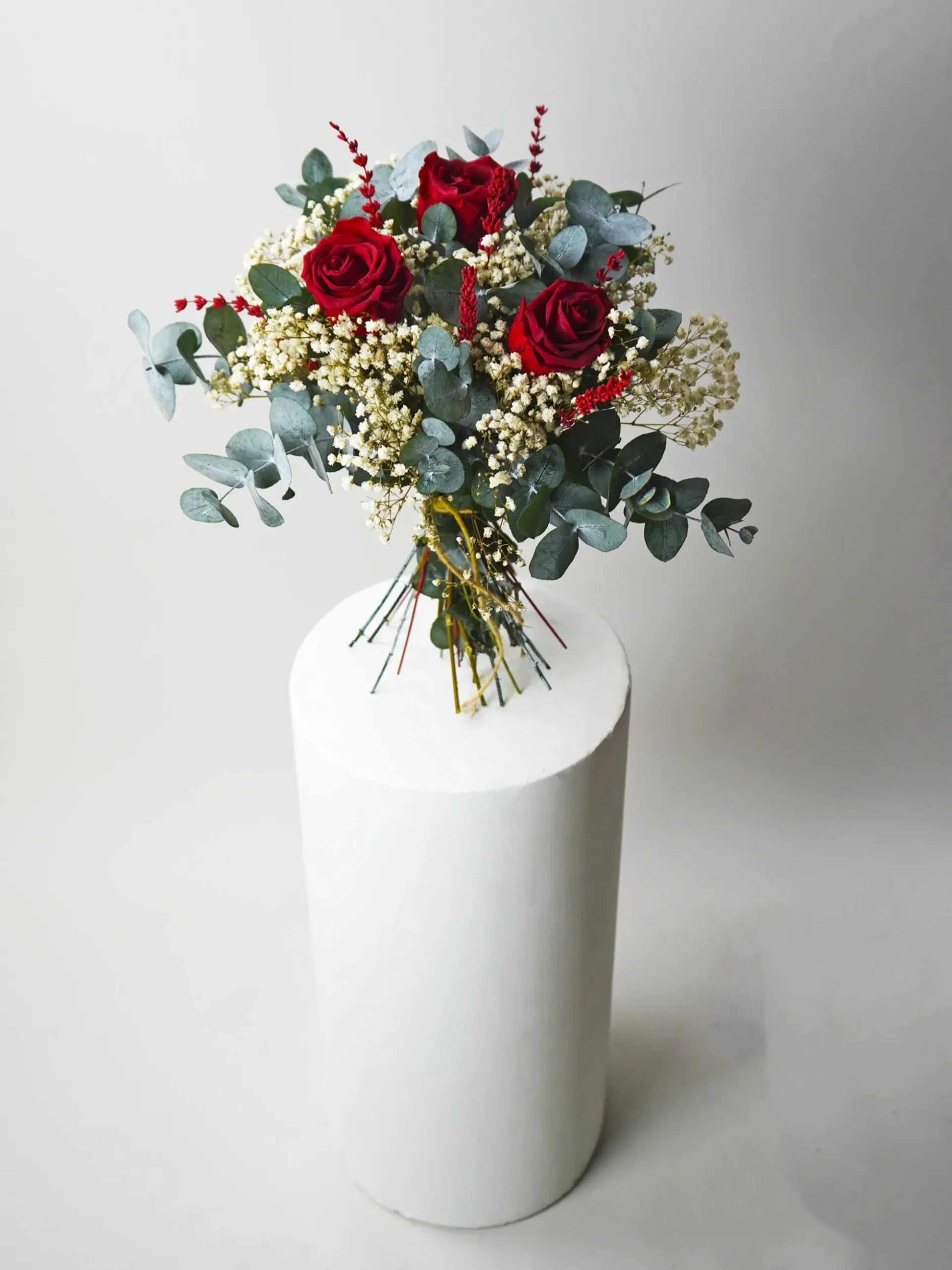 Ramo 3 Rosas Rojas Eternas - Flores Secas Y Preservadas