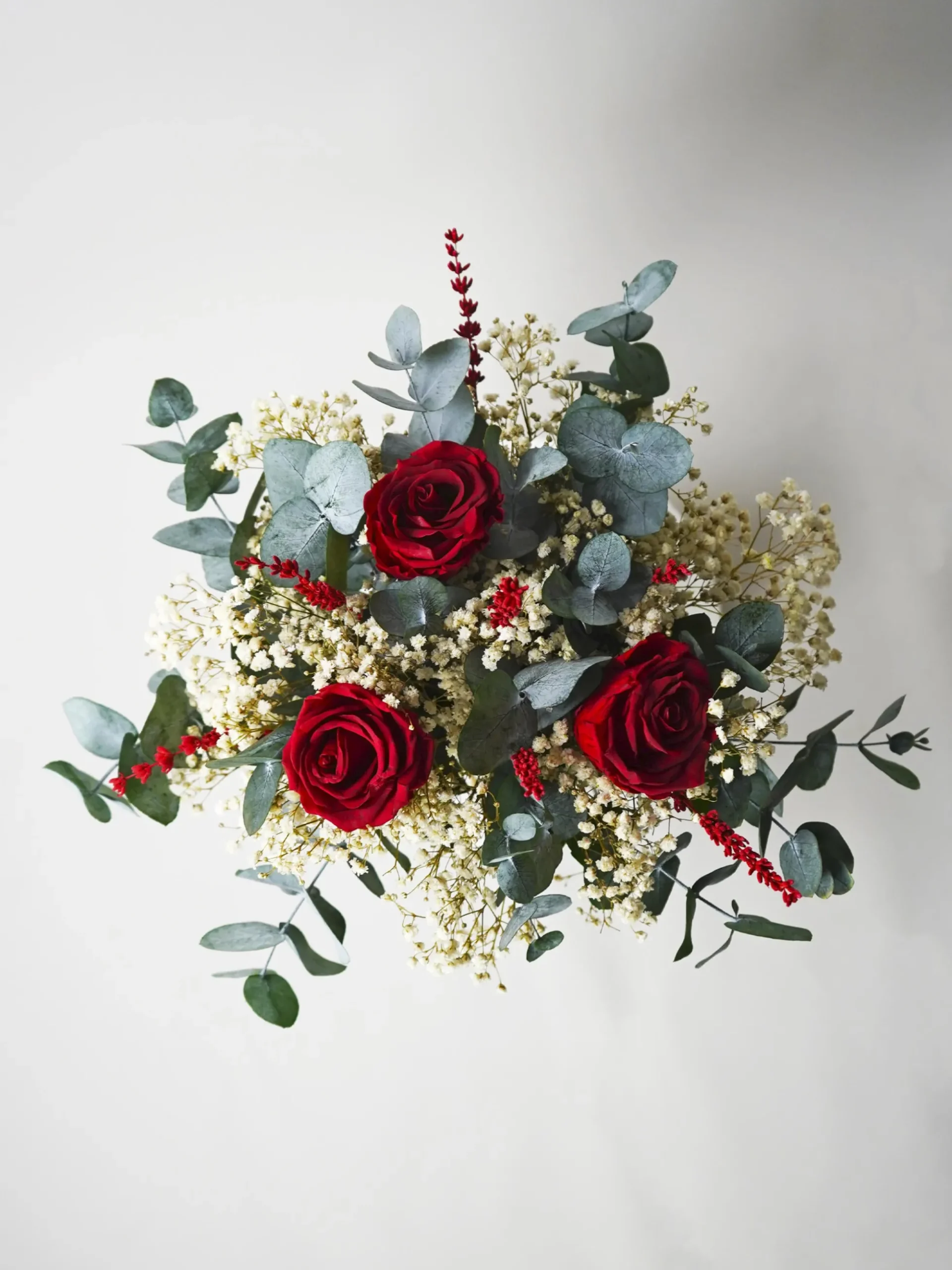 Ramo 3 Rosas Rojas Eternas - Flores Secas Y Preservadas