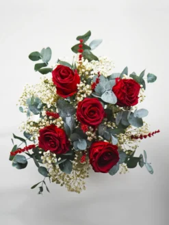Ramo 5 Rosas Rojas Eternas - Flores Secas Y Preservadas
