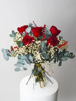 Ramo 5 Rosas Rojas Eternas - Flores Secas Y Preservadas