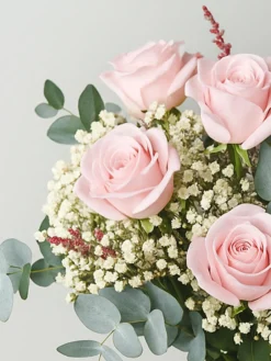 Ramo 5 Rosas Rosadas Eternas - Flores Secas Y Preservadas