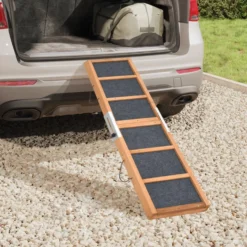 Rampa Para Perros Madera Maciza De Abeto Gris 120x30 Cm
