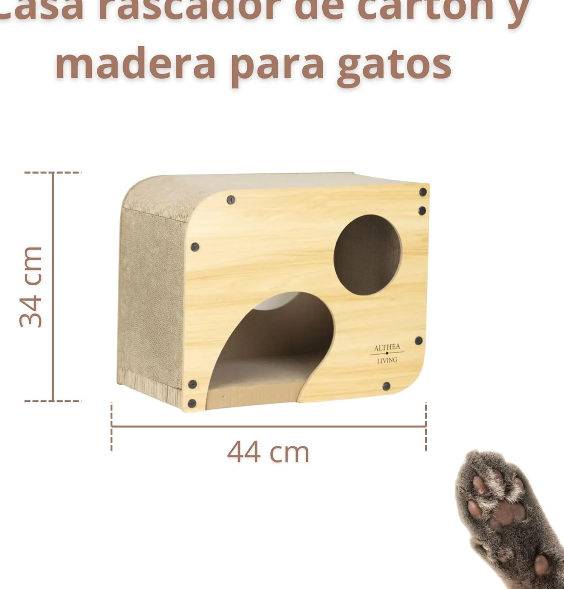 Rascador Para Gatos Carabela Nido Con Túnel Integrado 3 En 1 Althea Living 34x44x25cm