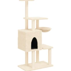 Rascador Para Gatos Con Postes De Sisal Crema 131 Cm