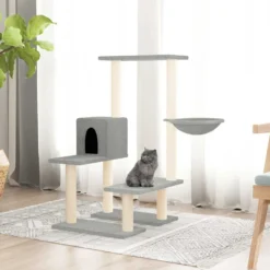 Rascador Para Gatos Con Postes De Sisal Gris Claro 94,5 Cm