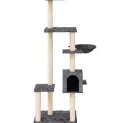 Rascador Para Gatos Con Postes De Sisal Gris Oscuro 142 Cm