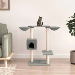 Rascador Para Gatos Con Postes Gris Claro 82 Cm
