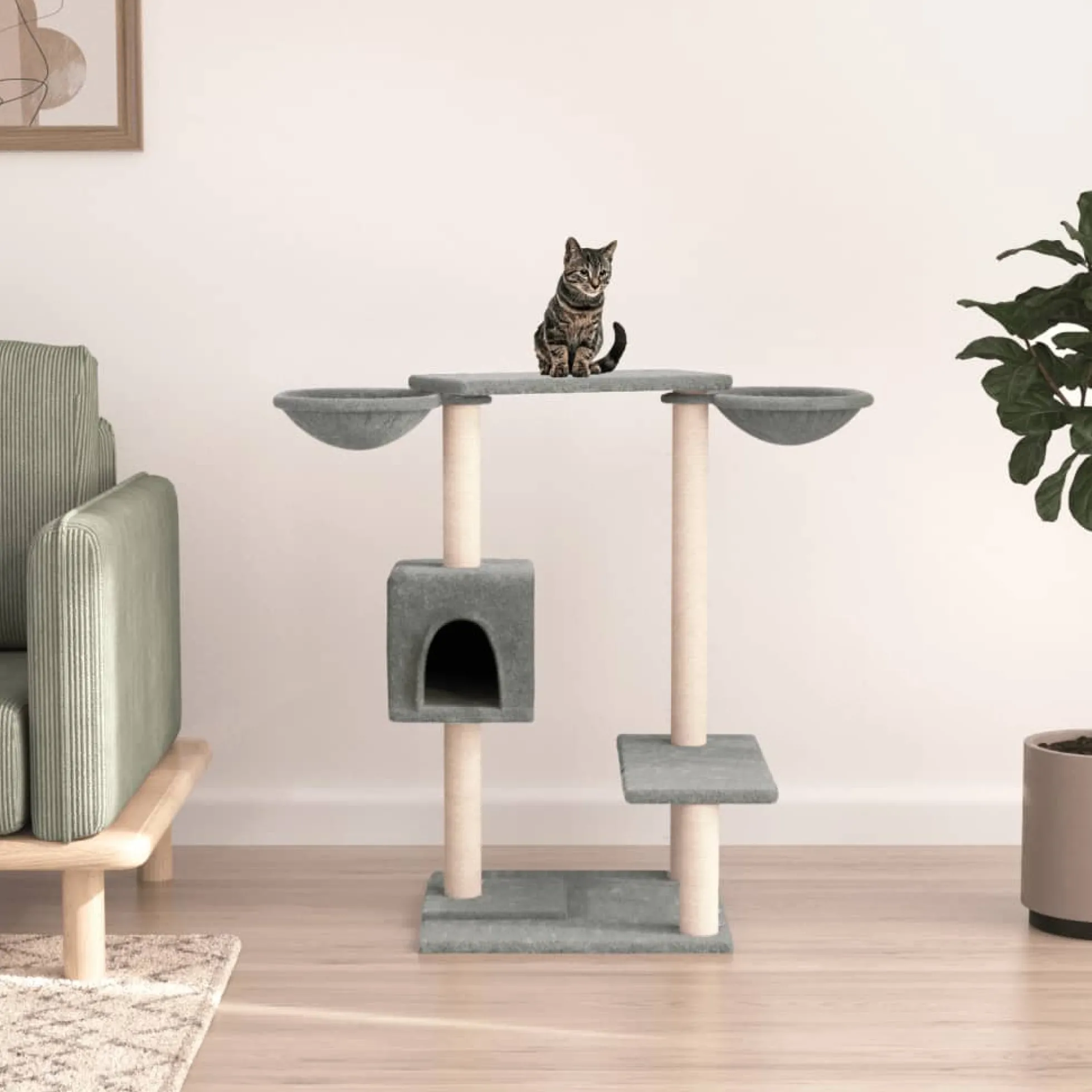 Rascador Para Gatos Con Postes Gris Claro 82 Cm