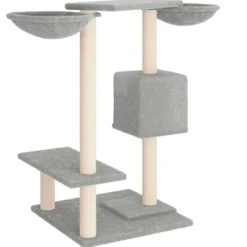 Rascador Para Gatos Con Postes Gris Claro 82 Cm