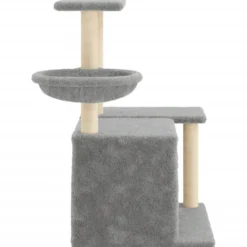 Rascador Para Gatos Con Postes De Sisal Gris Claro 83 Cm