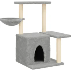 Rascador Para Gatos Con Postes De Sisal Gris Claro 83 Cm