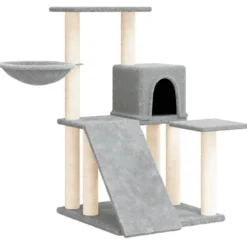 Rascador Para Gatos Con Postes De Sisal Gris Claro 82 Cm