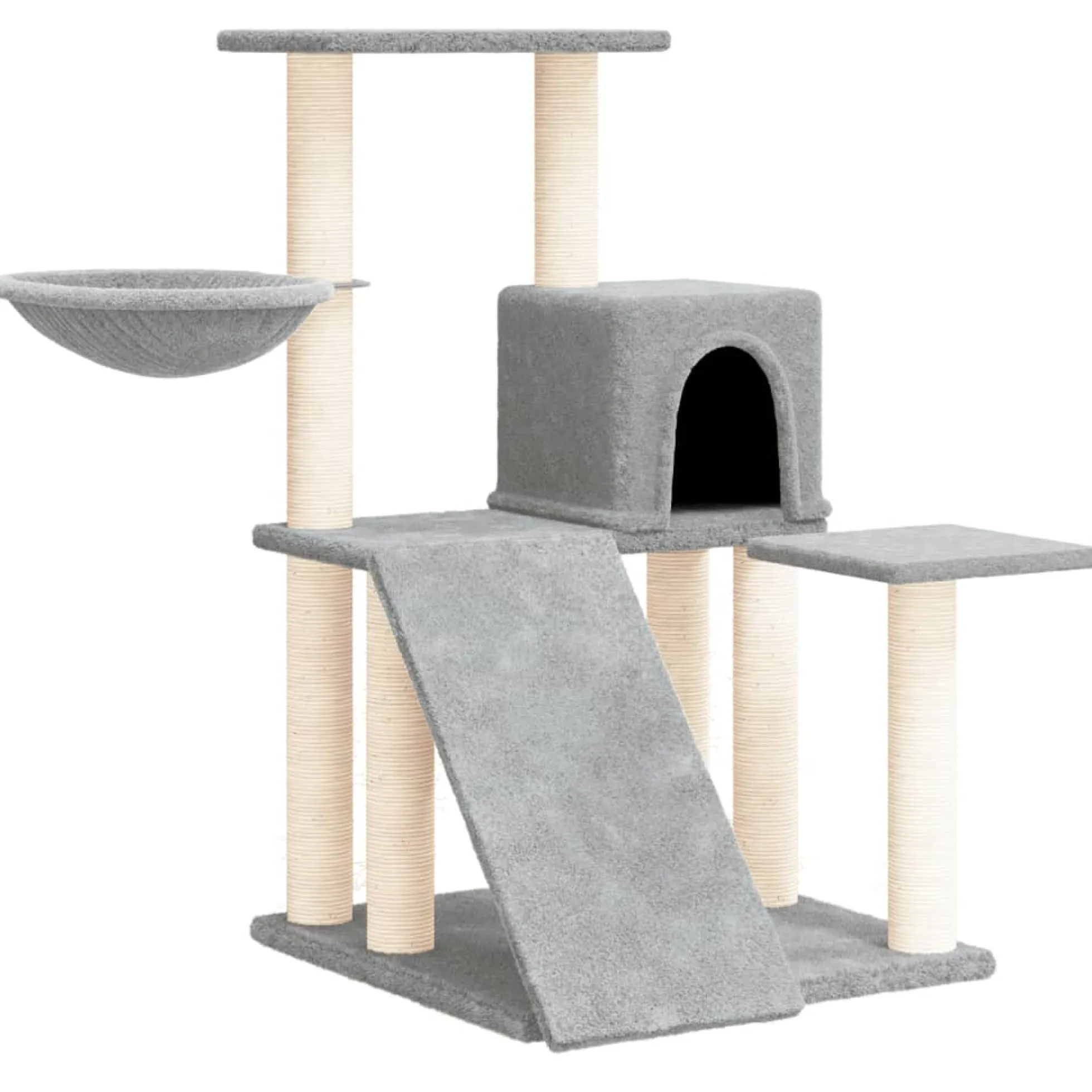 Rascador Para Gatos Con Postes De Sisal Gris Claro 82 Cm