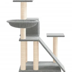Rascador Para Gatos Con Postes De Sisal Gris Claro 82 Cm