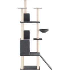 Rascador Para Gatos Con Postes De Sisal Gris Oscuro 175 Cm