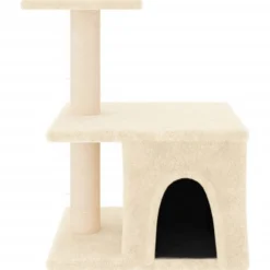 Rascador Para Gatos Con Postes De Sisal Color Crema 48 Cm