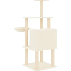 Rascador Para Gatos Con Postes De Sisal Color Crema 132 Cm
