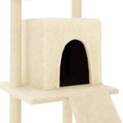 Rascador Para Gatos Con Postes De Sisal Color Crema 110 Cm
