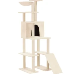 Rascador Para Gatos Con Postes De Sisal Crema 166 Cm