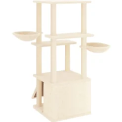 Rascador Para Gatos Con Postes De Sisal Color Crema 133 Cm
