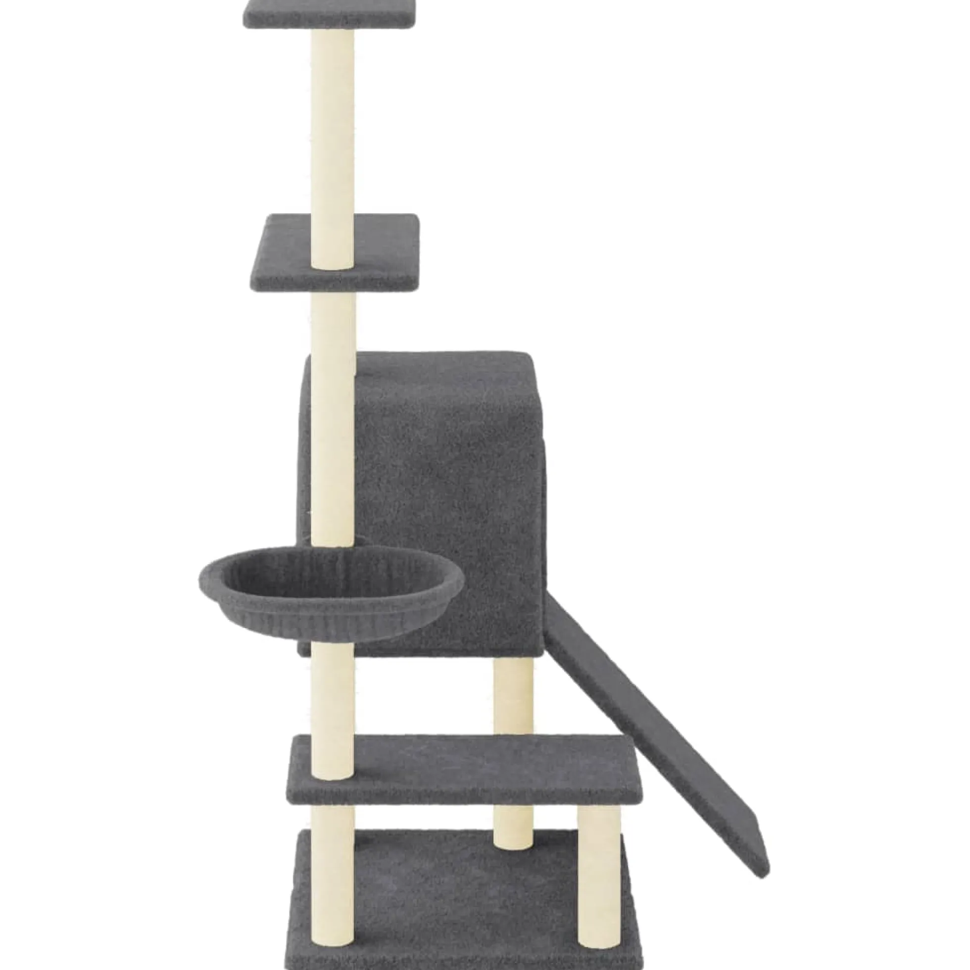Rascador Para Gatos Con Postes De Sisal Gris Oscuro 130,5 Cm