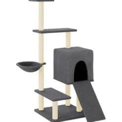 Rascador Para Gatos Con Postes De Sisal Gris Oscuro 130,5 Cm