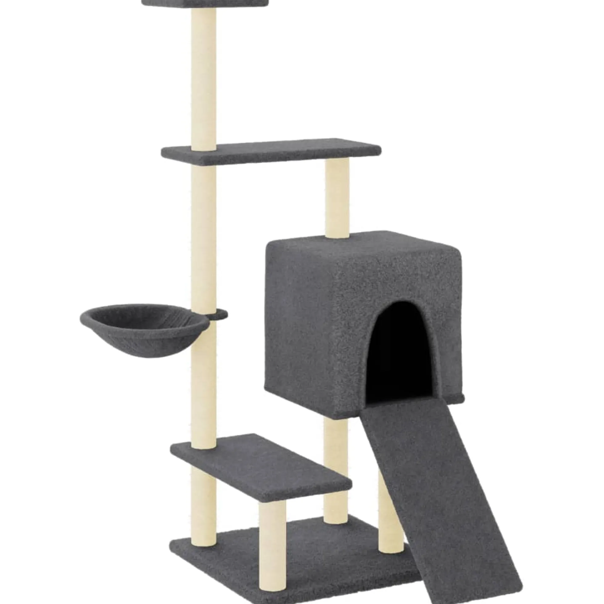 Rascador Para Gatos Con Postes De Sisal Gris Oscuro 130,5 Cm
