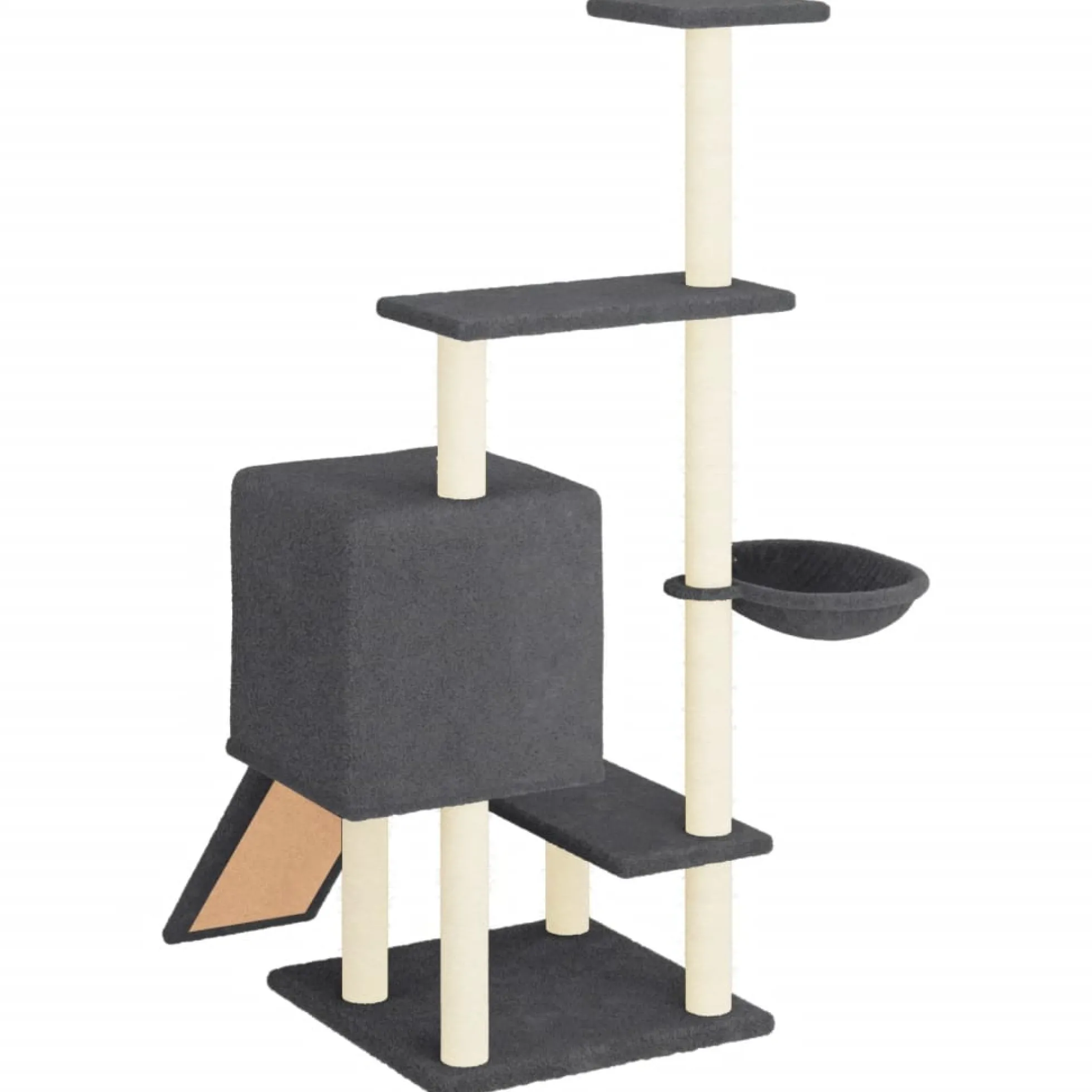 Rascador Para Gatos Con Postes De Sisal Gris Oscuro 130,5 Cm