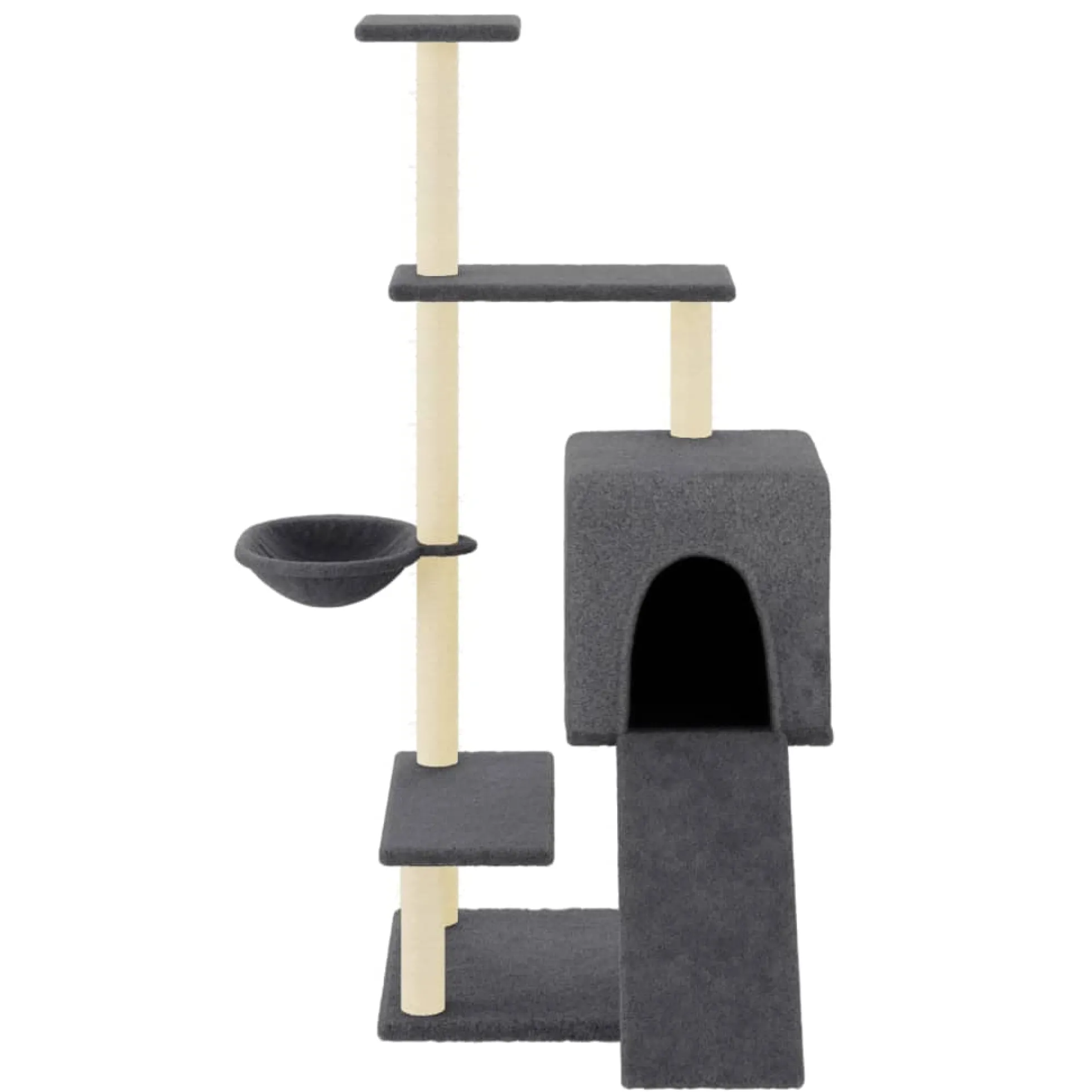 Rascador Para Gatos Con Postes De Sisal Gris Oscuro 130,5 Cm