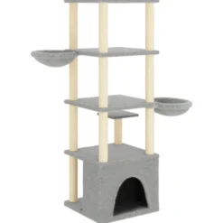 Rascador Para Gatos Con Postes De Sisal Gris Claro 147 Cm