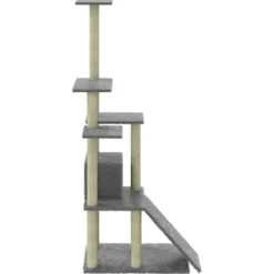 Rascador Para Gatos Con Postes De Sisal Gris Claro 155 Cm