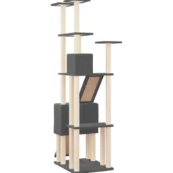 Rascador Para Gatos Con Postes De Sisal Gris Oscuro 190 Cm