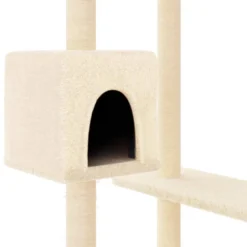 Rascador Para Gatos Con Postes Para Rascar Color Crema 82 Cm