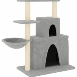 Rascador Para Gatos Con Postes De Sisal Gris Claro 83 Cm