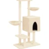 Rascador Para Gatos Con Postes De Sisal Color Crema 117 Cm