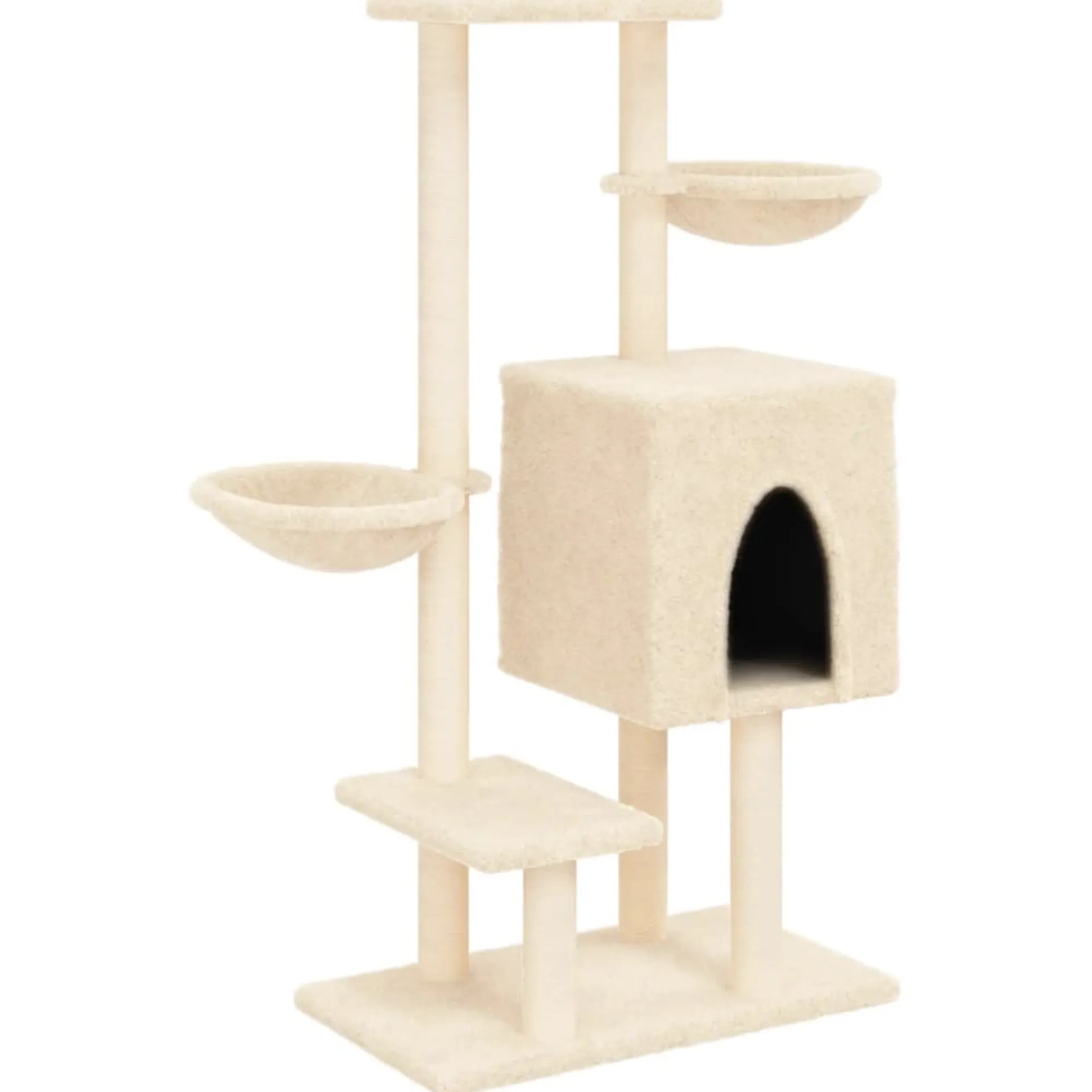 Rascador Para Gatos Con Postes De Sisal Color Crema 117 Cm