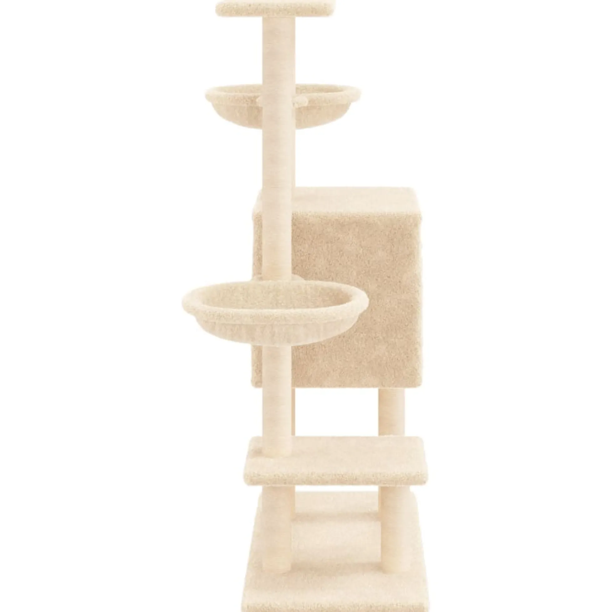 Rascador Para Gatos Con Postes De Sisal Color Crema 117 Cm