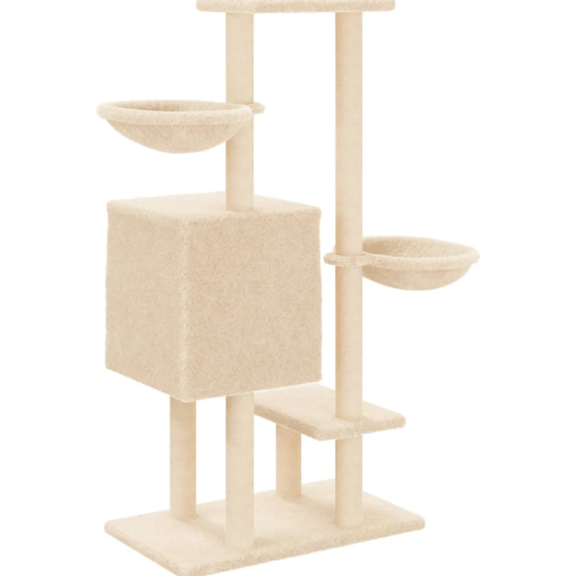 Rascador Para Gatos Con Postes De Sisal Color Crema 117 Cm