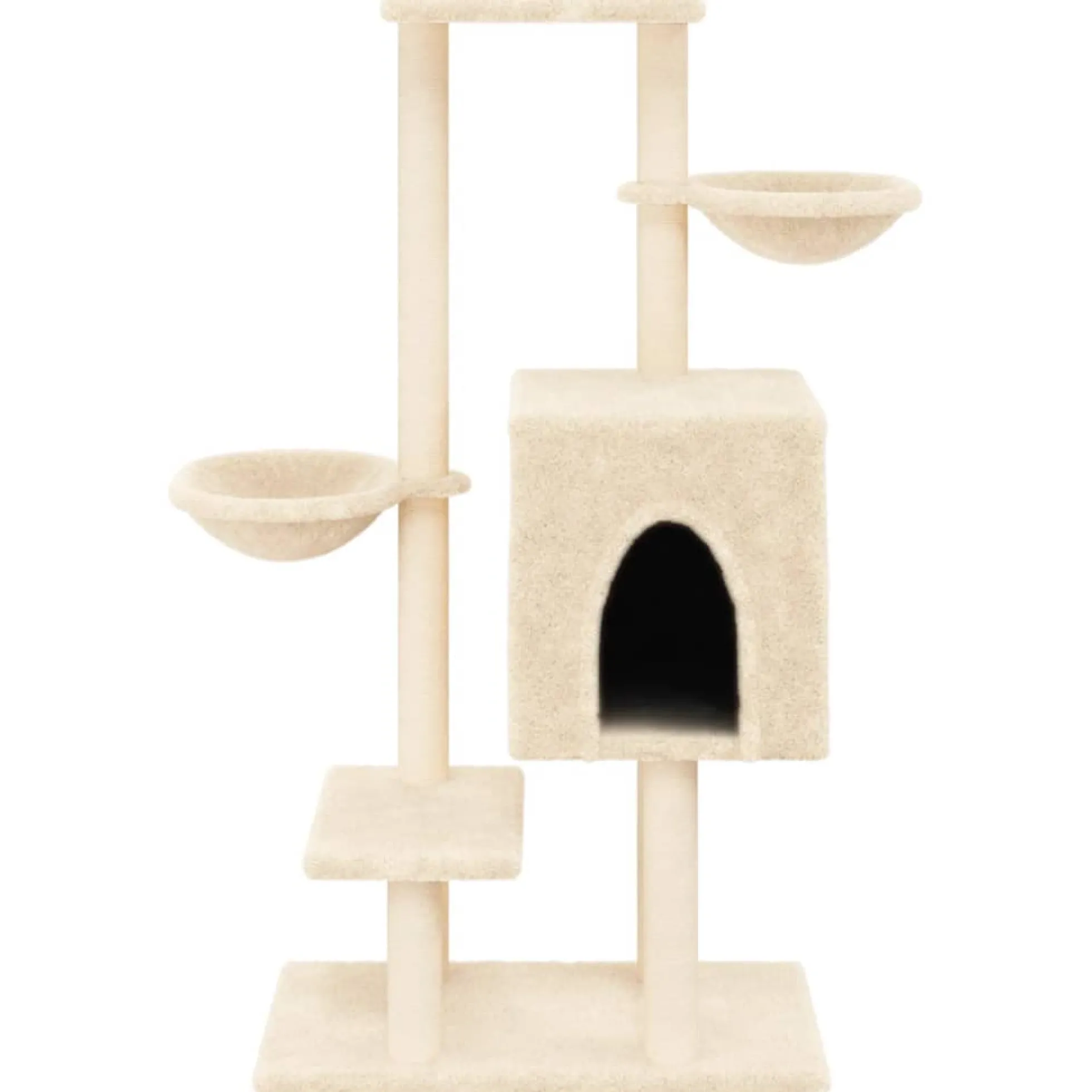 Rascador Para Gatos Con Postes De Sisal Color Crema 117 Cm