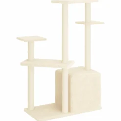 Rascador Para Gatos Con Postes De Sisal Color Crema 107,5 Cm
