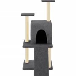 Rascador Para Gatos Con Postes De Sisal Gris Oscuro 110 Cm